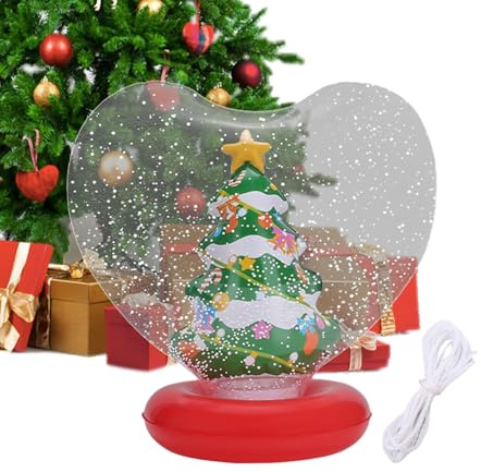 Aufblasbare Weihnachtskugeln, Herzform, beleuchtete Weihnachtsdekoration, Figur im Inneren, aufblasbare Bälle, Dekorationen, für Outdoor, Pool, Garten, Rasen, Veranda, Strand, Terrasse, Weg