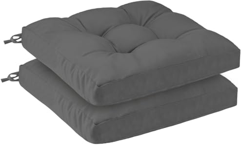 PRIMEPATIO Outdoor Sitzkissen 50x50x8 cm, 2er Set, UV-beständig, Grau | Wasserdichte Stuhlkissen für Gartenstühle, Terrassenmöbel und Rattansessel, langlebig für Balkon, Pool und Camping