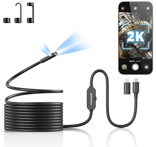 DEPSTECH 2K Endoscope Camera with Light: 2560P QHD Dual Lens Inspection Borescope with 16.5FT Snake Cable for iPhone & Android, Industrial Scope Automotive Tools for Sewer, HVAC, Plumbing, Mechanic