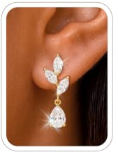 ZOERAY Gold Ohrringe Silber 925 Hängend für Damen 18K Vergoldete Wasserfest | Perlenohrringe mit Zirkonia,Tropfen Ohrringe Goldene,Hypoallergene Glitzer Ohrhänger,Modeschmuck Brautschmuck Geschenke Frau