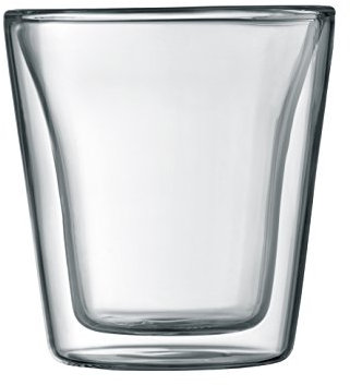 Bodum Canteen Double Wall Glass Set, Mouth Blown Borosilicate Glass - 0.1 L, Transparent, Pack of 2