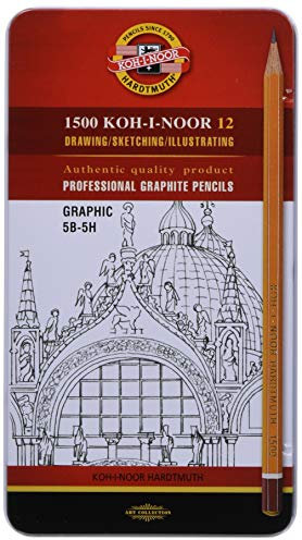 Koh-I-Noor 1502/III - Graphitstifte 'GRAPHIC', Härtegrade von 5B bis 5H, 12er Set