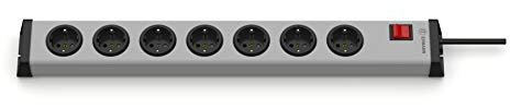Ehmann 0201e60072301 Universal Steckdosenleiste 7-fach plus, silber-schwarz