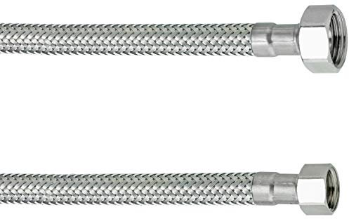 Cornat Flexibler Verbindungsschlauch - 400 mm Länge - 1/2 Zoll IG, 3/8 Zoll IG - Hochwertige Edelstahl-Umflechtung / Anschlussschlauch für Wasserhahn / Armaturenschlauch / Flexschlauch / Silber