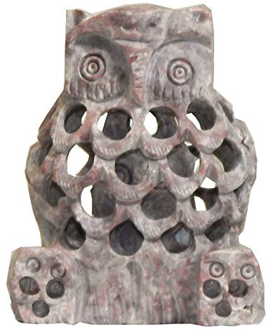 Búho piedra de talco 9cm decoración escultura