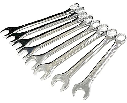 Dapetz ® 8Pc Extra Large Heat Treated Fully Polished Chrome Vanadium Steel Construction For Easy Cleaning and Rust Resistance Combination Spanner Set 20mm - 32mm