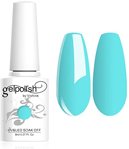 Vishine Vernis à ongles 8ml Semi-permanent Nail Polish UV LED Soak Off Gels Manucure Turquoise #1622