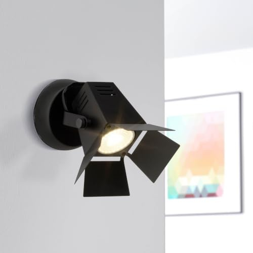 Lightbox LED Wandstrahler mit warmweißem Licht - Wandspot mit schwenkbarem | LED Wandstrahler mit warmweißem Licht - Wandspot mit schwenkbarem Kopf - Leuchtmittel inklusive und wechselbar - Metall