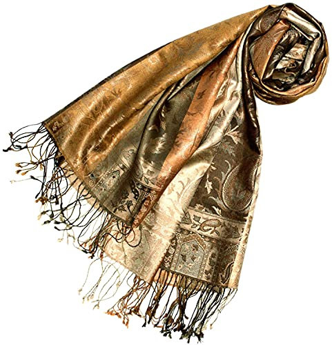 Lorenzo Cana - Echarpe - Imprimé cachemire - Femme 70 x 190 cm Gold-kaffebraun