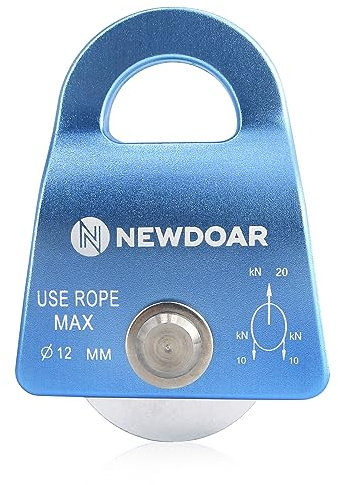 NewDoar 20KN Mikro Seilrolle Umlenkrolle zum Klettern, Rettungsheben und zur Anhängerkupplung Riemenscheiben(B Stil Blau 1 Stück)