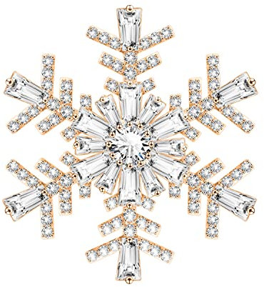KristLand Damen Elegantes Weißes Gold Überzogene Schneeflocken Brosche Anhänger Funkeln Zirkonia Double-wear Weihnachten Hochzeiten