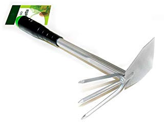 YASTA Zappa giardino zappetta due punte quadrata tridente utensili orto giardinaggio