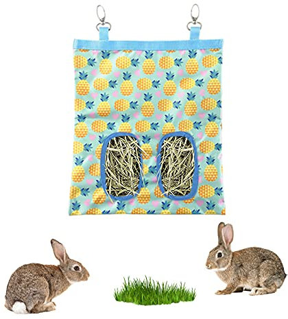 FuninCrea Sac à foin pour cochon d'Inde, chinchilla, sac de rangement pour lapin, hamster et autres petits animaux (ananas)