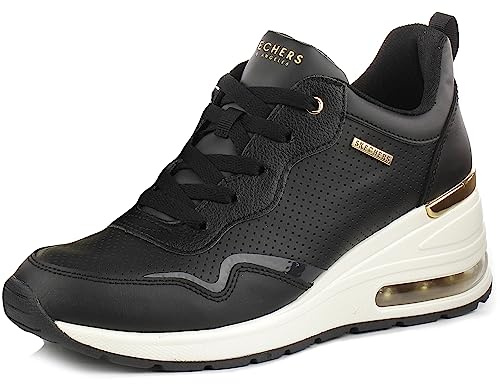 Skechers Women's Million Air Sneaker, Black, 37.5 EU