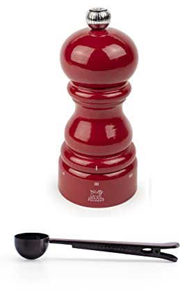 Peugeot Paris u'Select Pfeffermühle, Geschenkset, 12,1 cm, Passion Red – mit Gewürzschaufel/Beutelclip aus Edelstahl