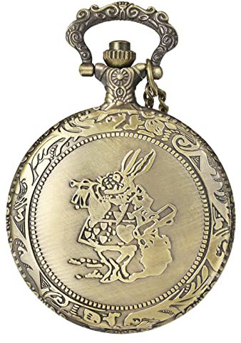 MORFONG Filmthema Kaninchen Design Taschenuhr Quartz Herren Taschenuhren Für Männer Frauen Kinder Geburtstags Weihnachten Geschenk mit Kasten & Halskette