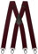 Olata Breite und Robuste X-förmige Hosenträger mit Karabinerhaken – 4 cm breit, Verstellbar, Unisex, Ideal für Arbeit und Alltag. Burgund Rot (Schwarz Clips)