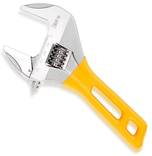 Sharp-tec Adjustable Spanner 8-inch/200mm, Stubby Slim Thin Plumbers Wrench, Max-Opening 44mm Wide Jaw Adjustable Spanner for Basin Waste Under Sink, Plumbing Hand Tool