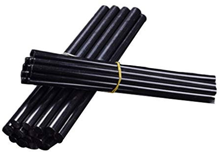 10 pz/set colla a caldo bastone trasparente bianco nero giallo forte forza adesiva resistente al calore bastone adesivo 7mm/11mm, nero, 7mm