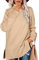Aokosor Turtle Neck Tops for Women Jumper Ladies Ribbed Sweater Split Tunic Beige Size 14-16