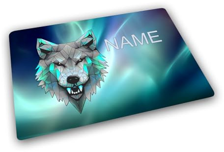 Maus-Design Textil Tischset personalisiert mit Name, Wolf | Gummirückseite, Platzdeckchen