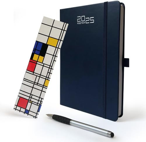NUMANA - Agenda 2025 Giornaliera A5 - Il Diario Planner in Formato 15 * 21 cm - 324 Pagine - Con Copertina Rigida, Elastico,Penna e Segnalibro in Omaggio - Per Appuntamenti, Ufficio e Lavoro (blu)