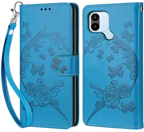 Coque pour Xiaomi Redmi A1 / A2 / Xiaomi Poco C50, Housse Etui Portefeuille Cuir Multifonction, Fermeture Magnétique à Clapet Anti-Choc Compatible avec Coque Redmi A1 Plus / A2 Plus Book - Bleu