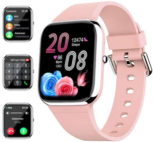 Montre Connectée Homme Femme, Répondre/Passer Des appels, 1.85 HD Smartwatch avec 110+ Modes Sportifs/Podometre/Sommeil/Cardiofrequencemetre, Etanche, Montre Intelligente pour Android iOS (Rose)