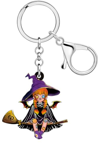 BAMAY Acryl Halloween Voodoo Hexe Schlüsselanhänger Zubehör Schlüsselketten für Autoschlüssel Frauen Mädchen Geldbeutel Tasche Charms (Lila)