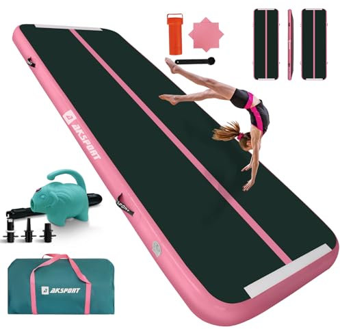 AKSPORT Air Matte Track Tumbling Matte,3/4/5/6m Aufblasbar Gymnastikmatte Turnmatte Tumbling Matten 10/20cm hoch mit Luftpumpe für Zuhause/Taumel/Turnhalle/Ausbildung/Cheerleading