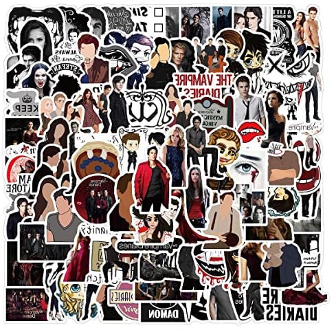 100Pcs Anime Vampires Diaries Vinyl Cartoon Anime Sticker for Water Bottle Laptop Cartoon Stickers