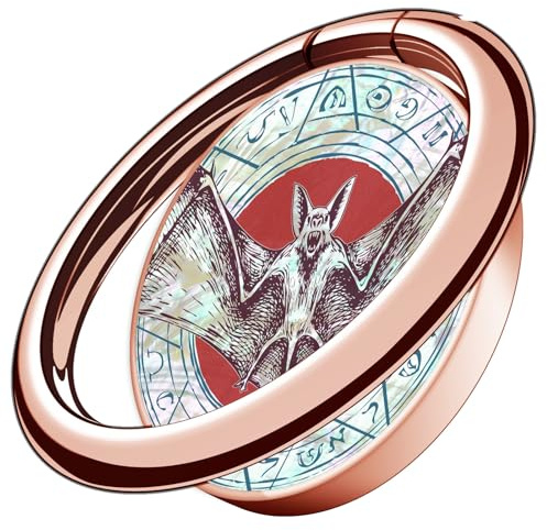 Carveit Handy Fingerhalterung Smartphone Ring Handy Ring, Natürlich Muschel & Metall aus kompatibel iPhone, Samsung, Pixel, Roségold-Die Fledermaus der Alten