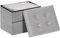 LOFTEY Ottoman Storage Box, Small Storage Stool with Side Pocket, Folable Foot Stool for living Room & Bedroom, 40 x 30 x 30cm, Load up to 100 kg, Grey