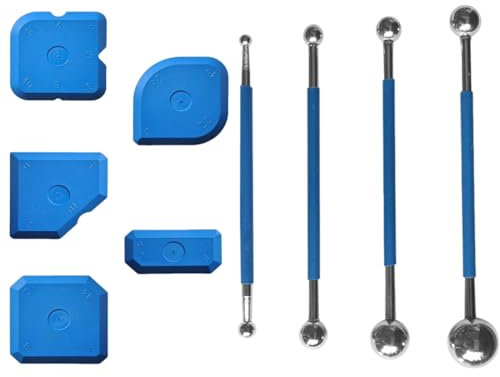 OUDQFCJ Kit de 9 Outils de Lissage de Joints, 4 Boules Métalliques et 5 Lisseurs de Joints en Silicone, Outil de Lissage pour Joints de Salle de Bain et Carrelage de Cuisine