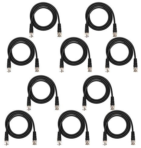 MUNEFE 10Pcs Video Coaxial Cable, Copper Core Coaxial Cable, Coaxial Cable Connector for Broadcasting, Studios, Home Theaters, Etc