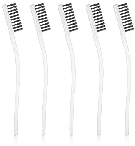 5pcs Wire Brushes for Cleaning Stainless Steel Small Wire Brush for Paint Removal, Heavy-Duty Reinforced Metal Brush for Cleaning, Kitchen Automotive Curved Handle Metal Bristle Brushes