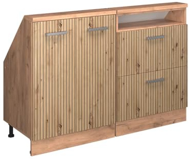 Vicco Dachschrägenschrank-Set Rion, Artisan-Eiche/Goldkraft Eiche | B120 x T46 cm, 2er Set, platzsparend für Dachschrägen