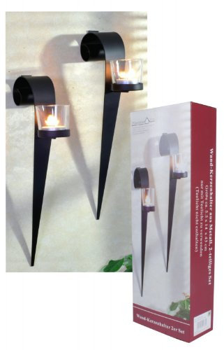 Wandkerzenhalter 2er Set Teelichthalter Wand-Kerzenhalter Metall spitz