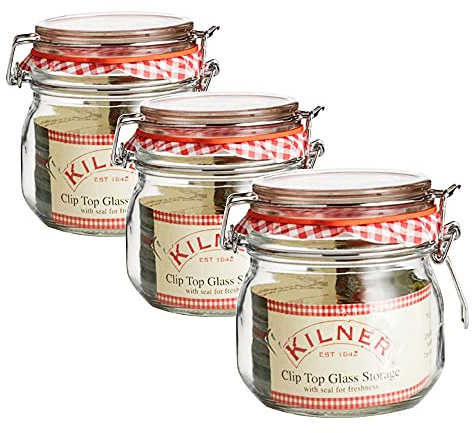 Kilner Round Clip Top Jar, 0.5 Litre Pack of 3 - 0025.490