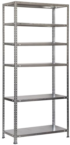 SimonRack Schwerlastregal, Lagerregal, 200x90x30 Metallregal, Kellerregal, Biegestelle 75 kg, 6 Fachböden, Galvanisiert - Advantage