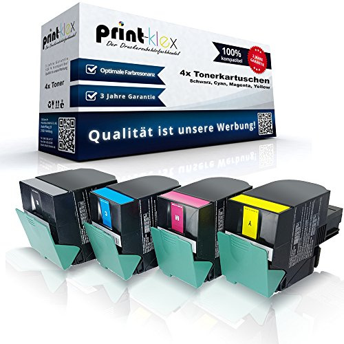 4X Print-Klex Tonerkartuschen kompatibel für Lexmark CX310 CX310 DN CX310 n CX310 Series 802SK 802SC 802SM 802SY Black Cyan Magenta Yellow Sparset KCMY