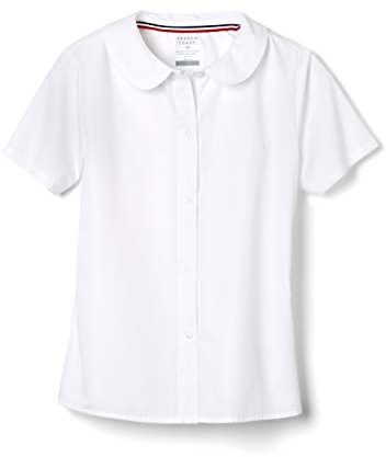 French Toast Peter Pan Collar Short Sleeve Blouse (Girls Standard & Plus Sizes), White, 6