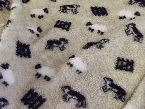 Kunstpelz Sherpa-Fleece Schafspelz Stoff Material - Kaschmir Schaf Hund & Tor - Kaschmir Schaf Hund und Tor, 1Mtr - 150cm x 100cm