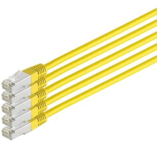 Kabelbude.eu Patchkabel Netzwerkkabel Ethernet LAN Kabel Cat 6 S/FTP PIMF Halogenfrei 250 MHz Gelb 1m 5er Pack