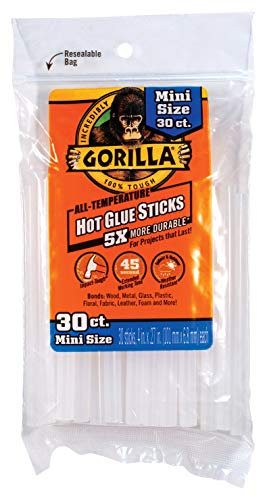 Gorilla 3023003 Hot Glue Sticks 4 In. Mini Size, 30Count