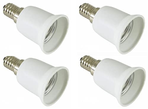 4 Pezzi Adattatore Convertitore da E14 ad E27 da presa attacco piccolo a grande. Ideale per lampadine led. Certificato a norma CE
