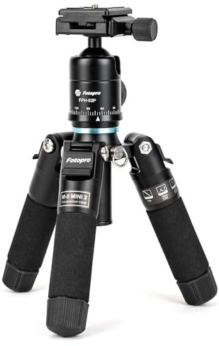 Fotopro 15.39 inch Mini Compact Tripod, Aluminum Camera Tripod with Ball Head Quick Release Plate, Folded 6inch for easy carring, Maximum Load Capacity 17.63lbs Suitable for Camera Video Live Vlog