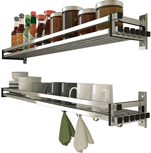 Hestiyaa Besteckkasten Gewürzregal Edelstahl Gewürzregale aus Metall Für Gewürze als Küchenablage Schrankeinsatz Organizer 100cm