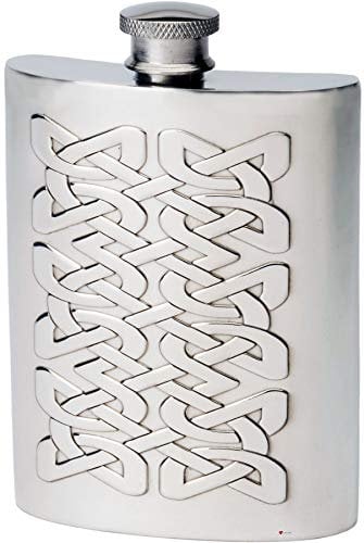 6oz Pewter Hip Flask with Embossed Celtic Viking Design