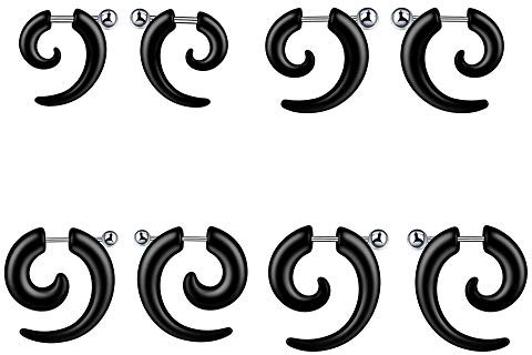 Feilok Unisex Herren Damen Acryl Piercing Spirale Expander Ohrstecker Schnecke Tupfen Plugs Tunnel Ohr Keil Expander Schwarz